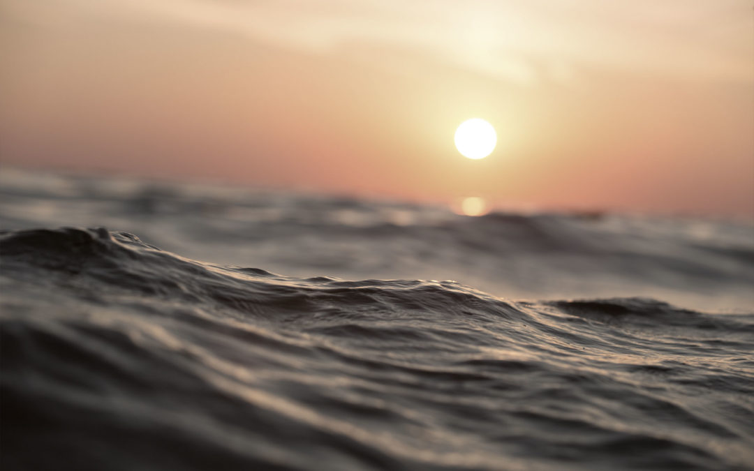 onda del mare, tramonto